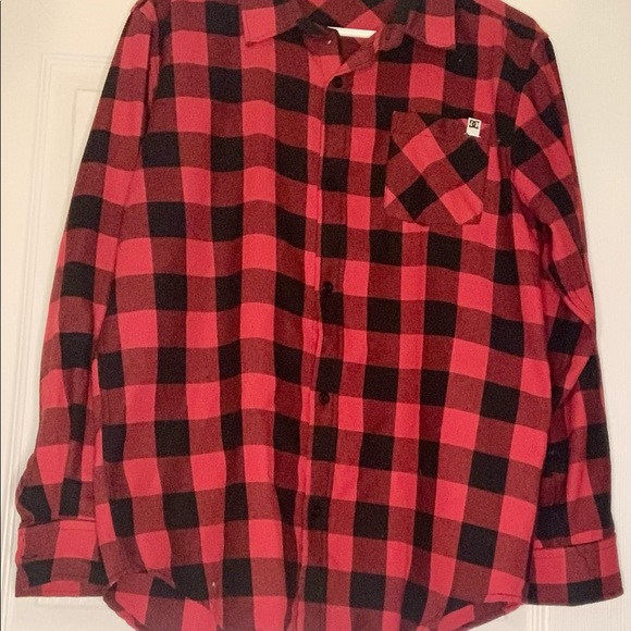Red and Black DC Plaid Flannel - Picture 3 of 5